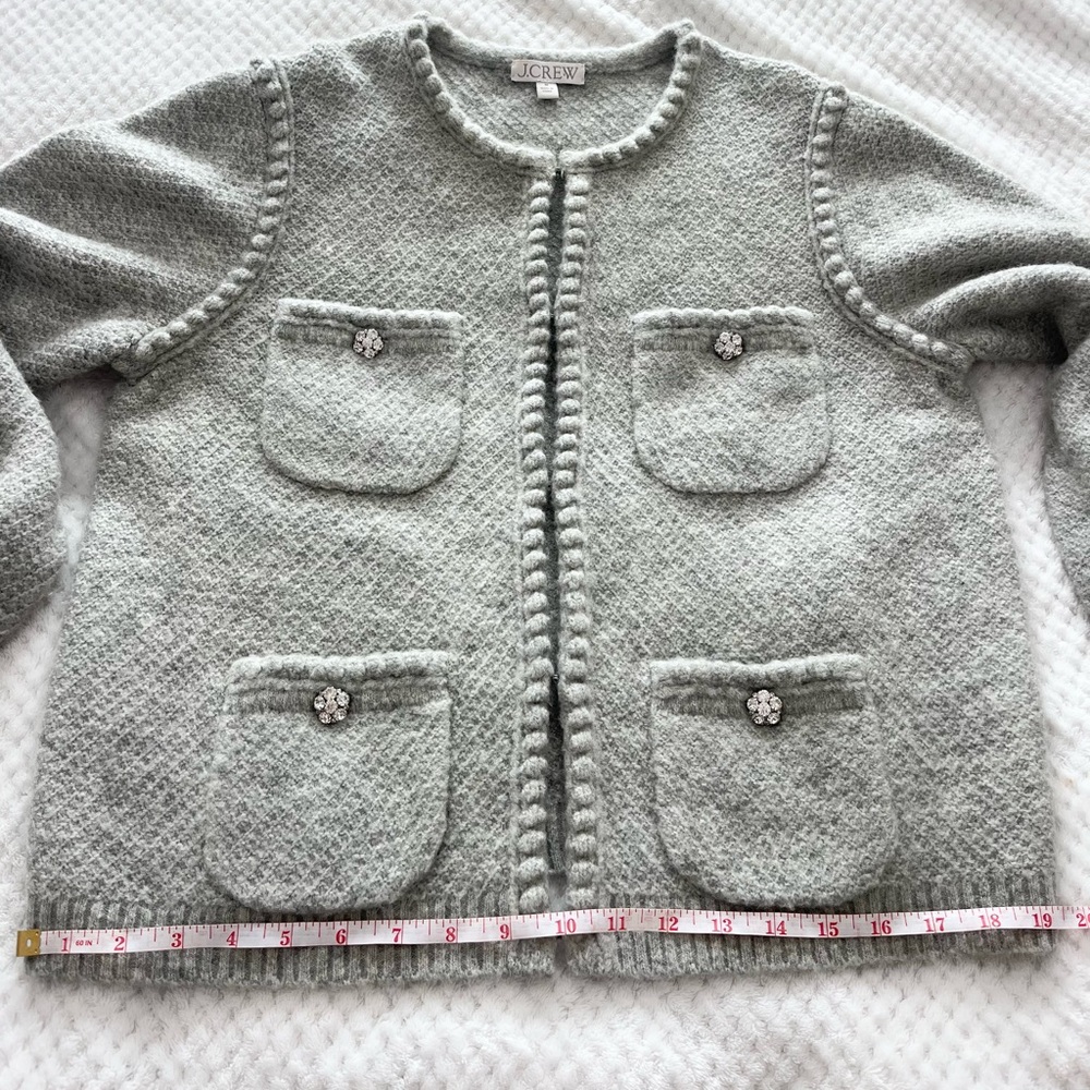 J.Crew Odette Wool Blend Sweater Lady Jacket With Jewel Buttons - Picture 12 of 13